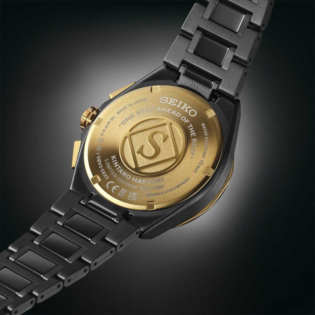 Seiko Astron 43.4mm Black &amp; White Dial Silver Strap