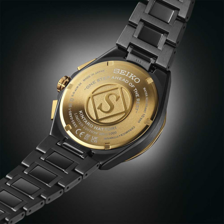 Seiko Astron 43.4mm Black &amp; White Dial Silver Strap