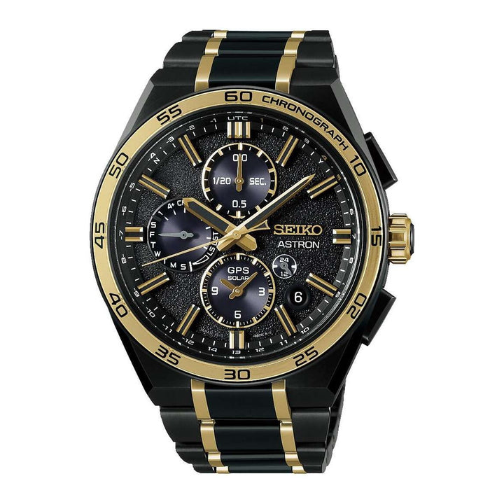Seiko Astron 44.1mm Black Dial Black &amp; Gold Strap