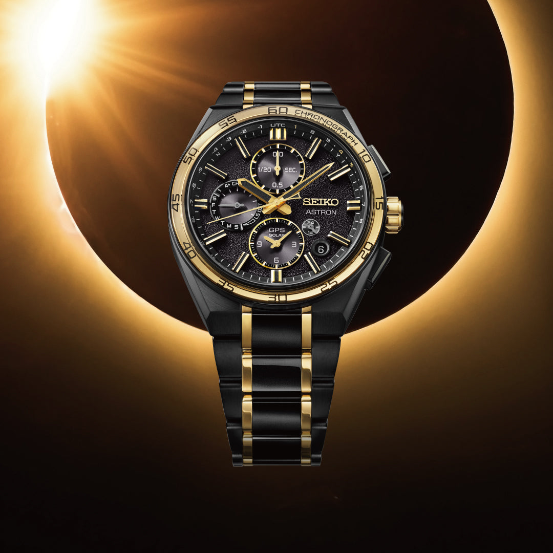 Seiko Astron 44.1mm Black Dial Black &amp; Gold Strap