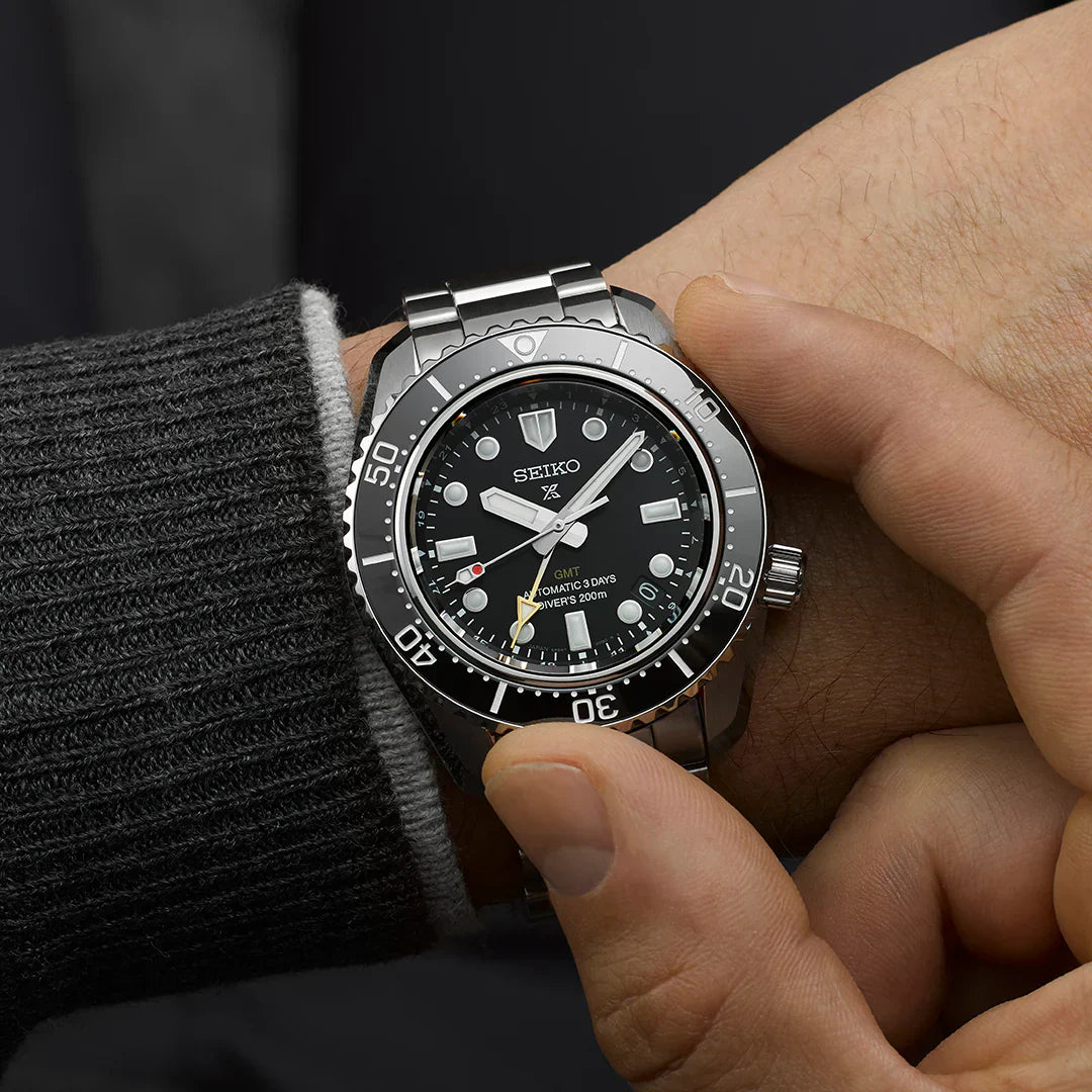 Seiko Prospex 42mm Black Dial Silver Stainless Steel Bracelet