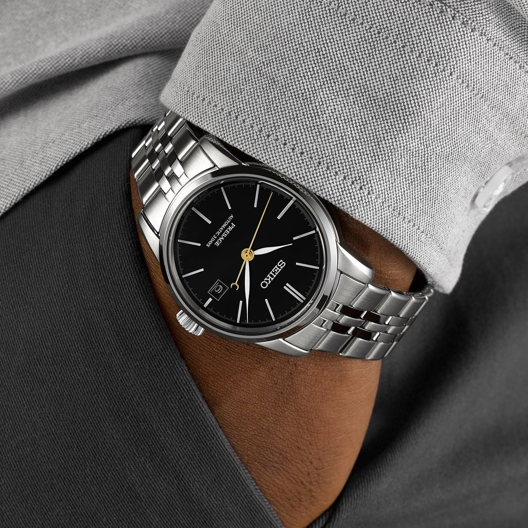 Seiko Presage 40.2mm Black Dial Silver Stainless Steel Bracelet