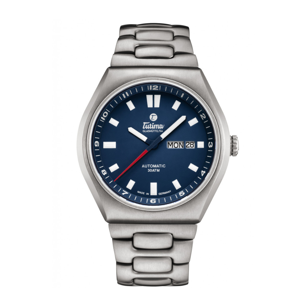 Tutima Glashütte M2 43mm Blue Dial Silver Steel Bracelet