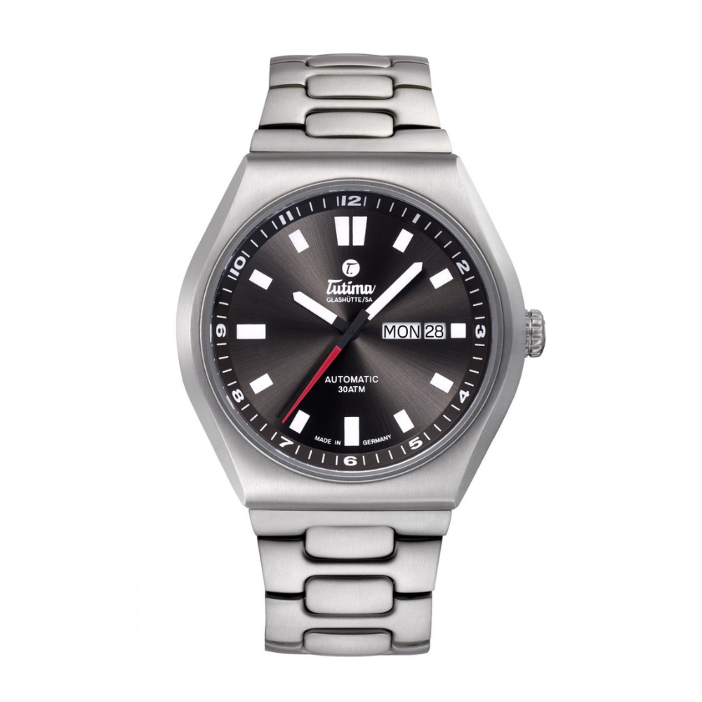 Tutima Glashütte M2 43mm Grey Dial Silver Steel Bracelet