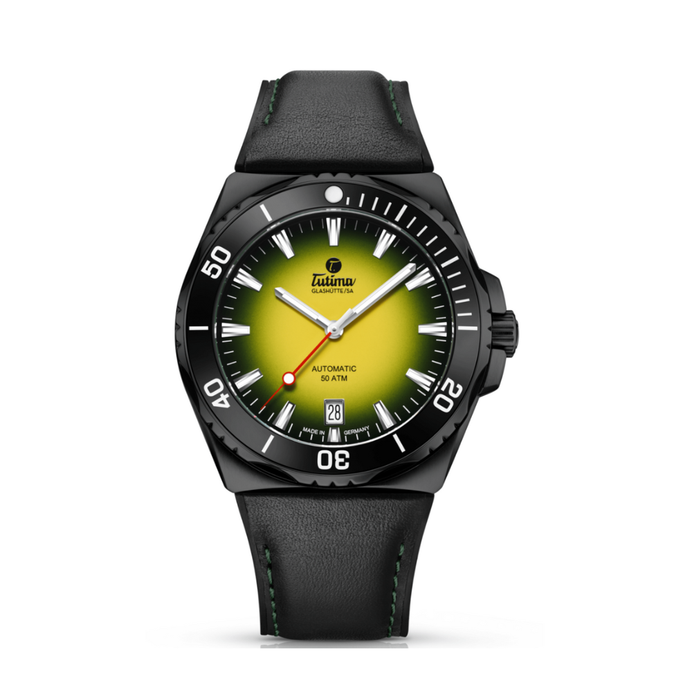 Tutima Glashütte M2 40mm Yellow Dial Black Strap