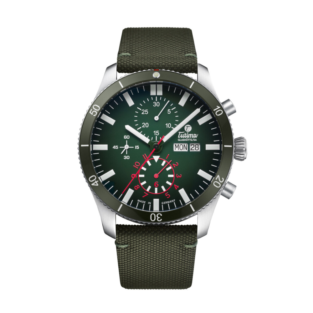 Tutima Glashütte Grand Flieger 41mm Green Dial Green Strap