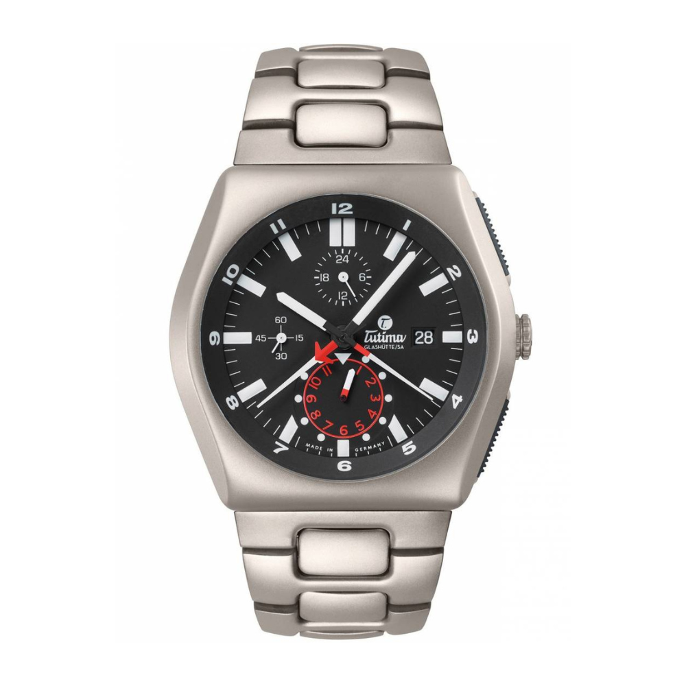 Tutima Glashütte M2 46mm Black Dial Silver Steel Bracelet