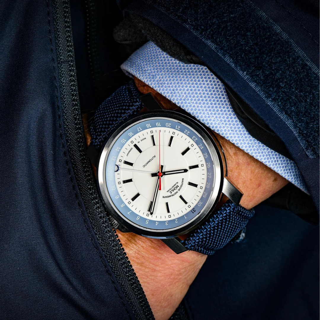 Mühle Glashütte 29er 42.4mm White Dial Blue Strap