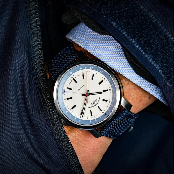 Mühle Glashütte 29er 42.4mm White Dial Blue Strap