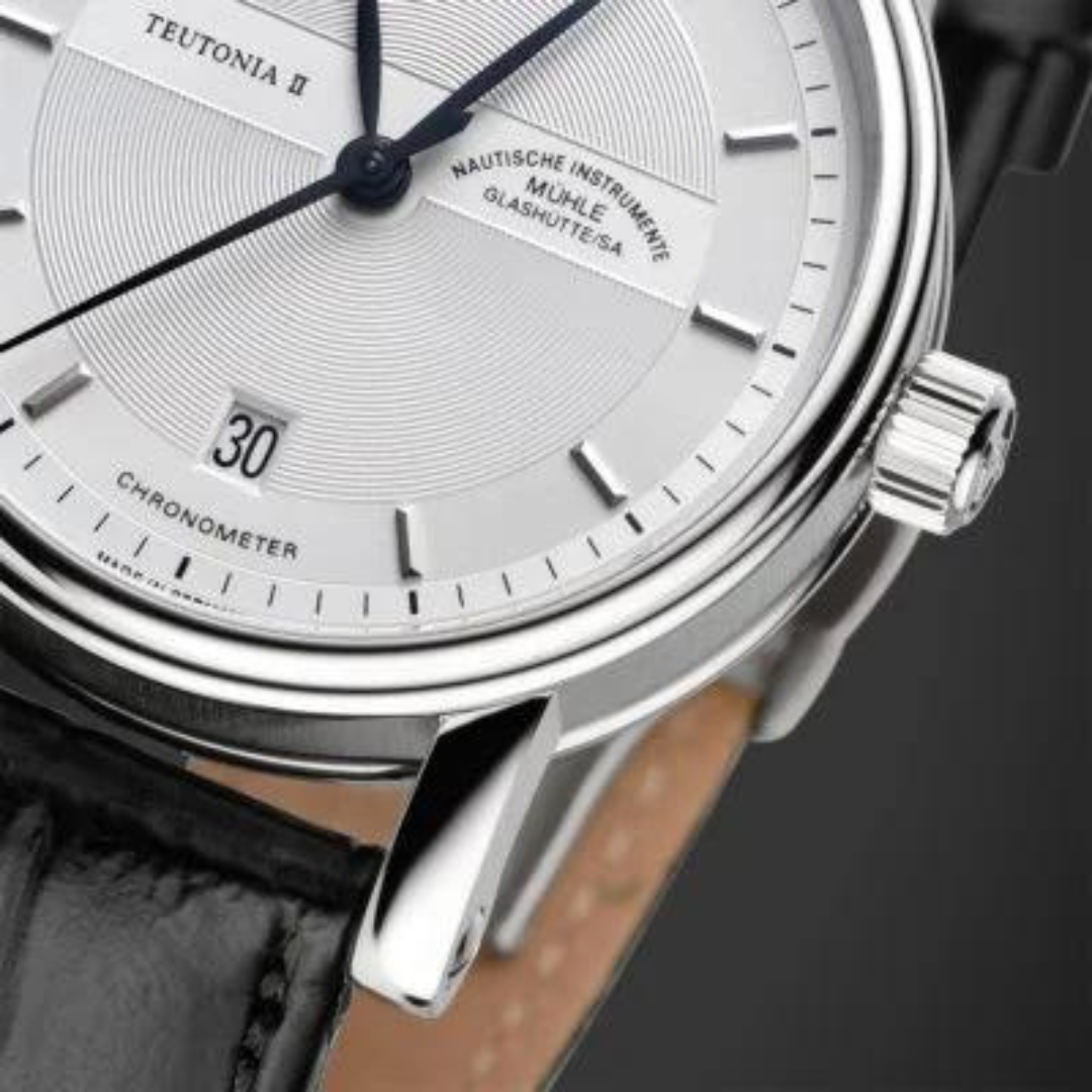 Mühle Glashütte Teutonia 39mm White Dial Black Leather Strap