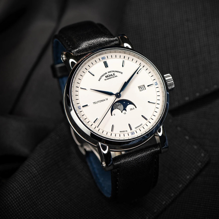 Mühle Glashütte Teutonia 41mm White Dial Black Leather Strap
