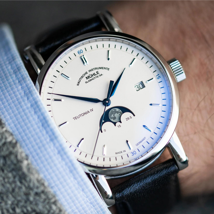Mühle Glashütte Teutonia 41mm White Dial Black Leather Strap