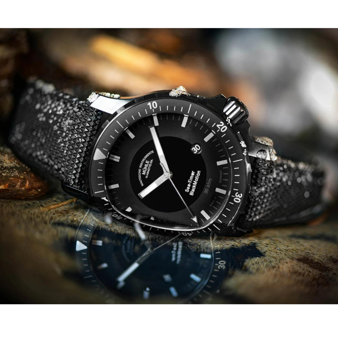 Mühle Glashütte Sea-Timer 44mm Black Dial Black Strap
