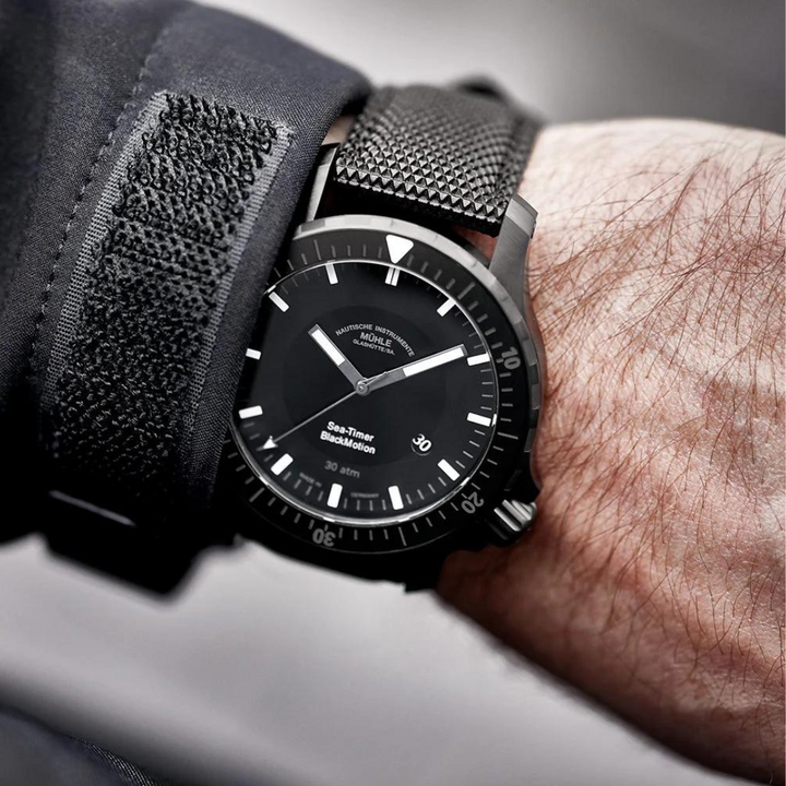 Mühle Glashütte Sea-Timer 44mm Black Dial Black Strap