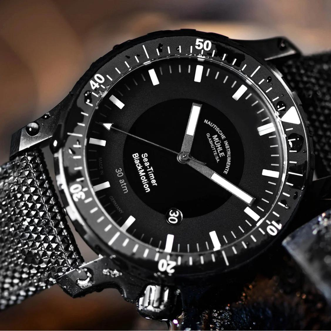 Mühle Glashütte Sea-Timer 44mm Black Dial Black Strap