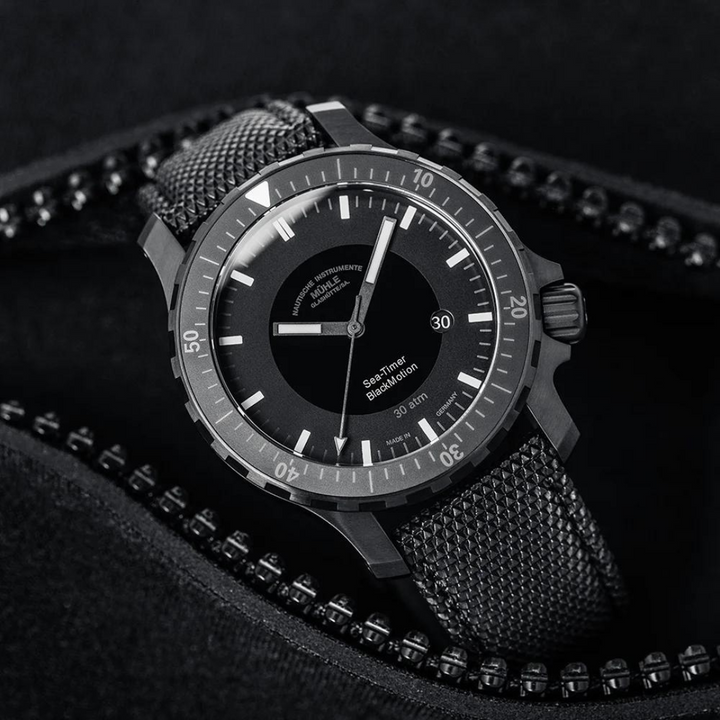 Mühle Glashütte Sea-Timer 44mm Black Dial Black Strap
