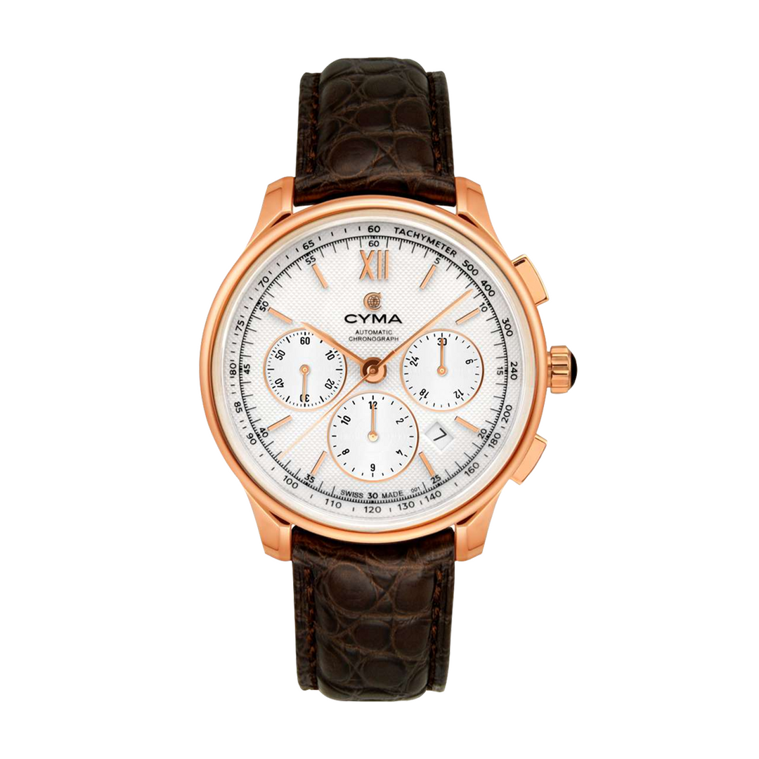 Cyma Grand Maestro Imperium Collection 42mm White Dial Brown Leather Strap