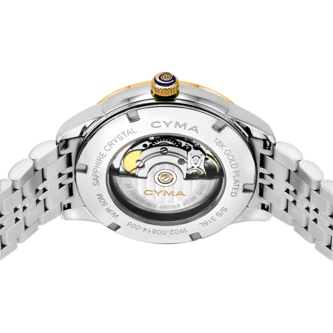 Cyma Charisma Collection 42mm Silver white dial with vertical brush finish Dial Silver / Rose Gold Steel Bracelet