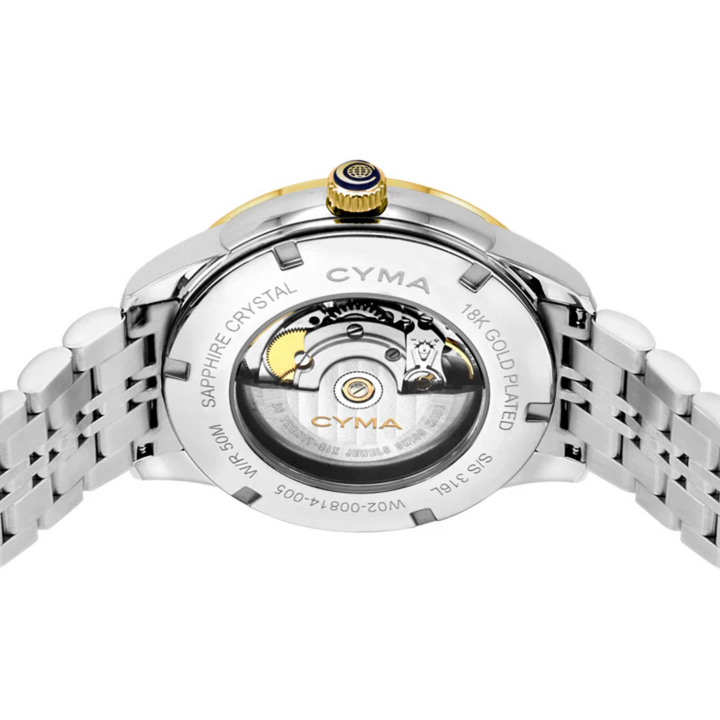 Cyma Charisma Collection 42mm Silver white dial with sunray finish Dial Silver / Yellow Gold Steel Bracelet