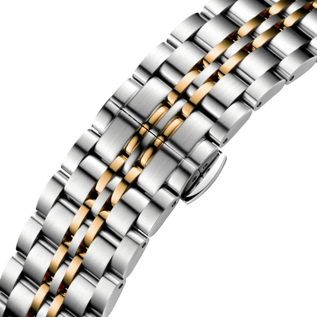 Cyma Charisma Collection 42mm Silver white dial with vertical brush finish Dial Silver / Rose Gold Steel Bracelet
