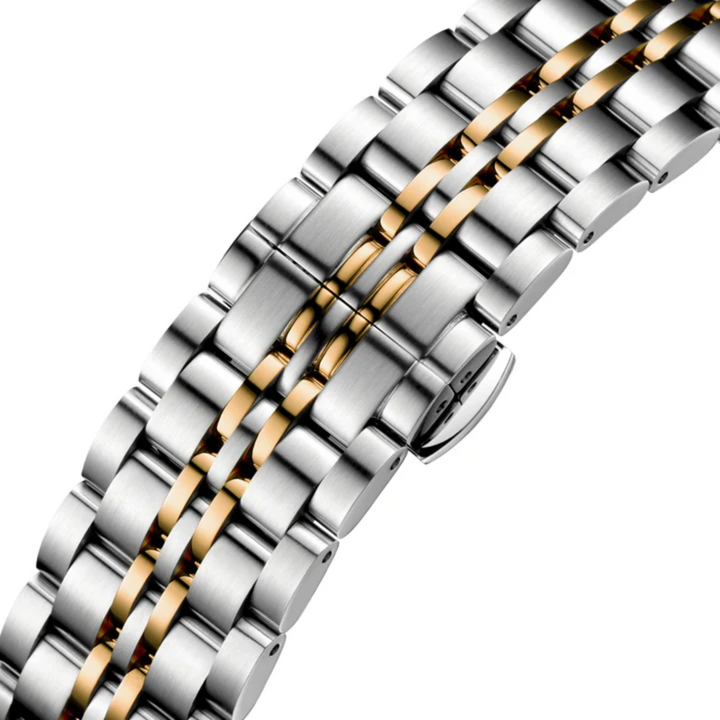 Cyma Charisma Collection 42mm Silver white dial with vertical brush finish Dial Silver / Rose Gold Steel Bracelet