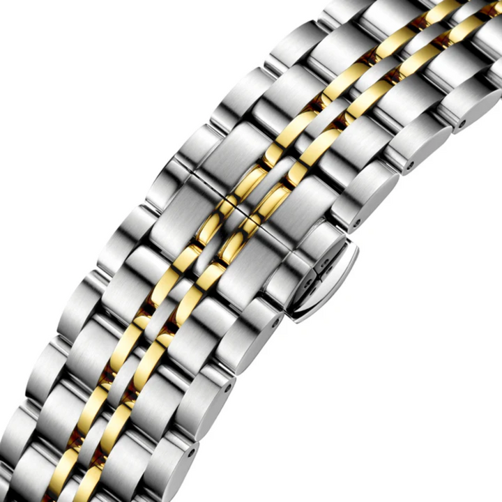Cyma Charisma Collection 42mm Silver white dial with sunray finish Dial Silver / Yellow Gold Steel Bracelet
