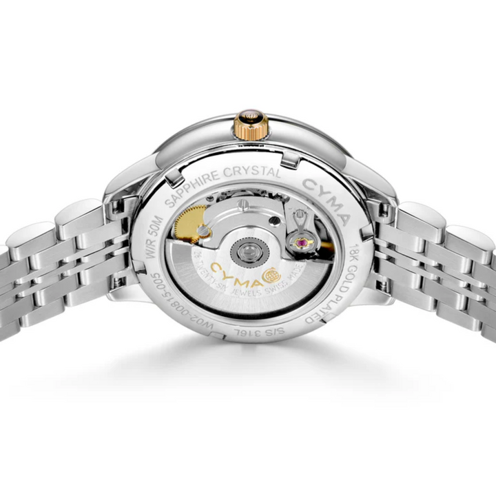 Cyma Charisma Collection 30mm Pink dial with sunray finish Dial Silver / Rose Gold Steel Bracelet