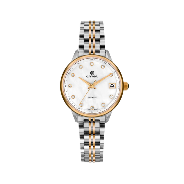 Cyma Charisma Collection 30mm Mother-of-Pearl dial Dial Silver / Rose Gold Steel Bracelet