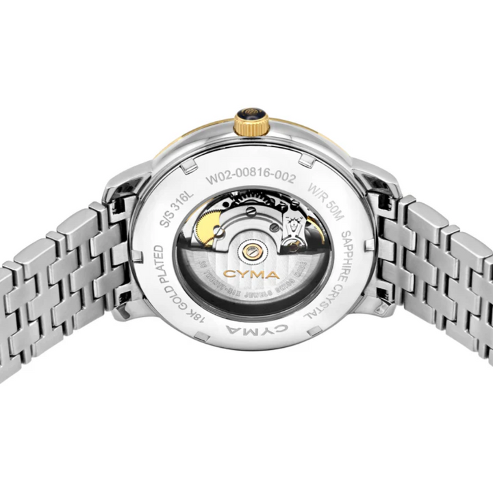 Cyma Europa Collection 42mm Silver white sunray dial Dial Silver / Gold Steel Bracelet