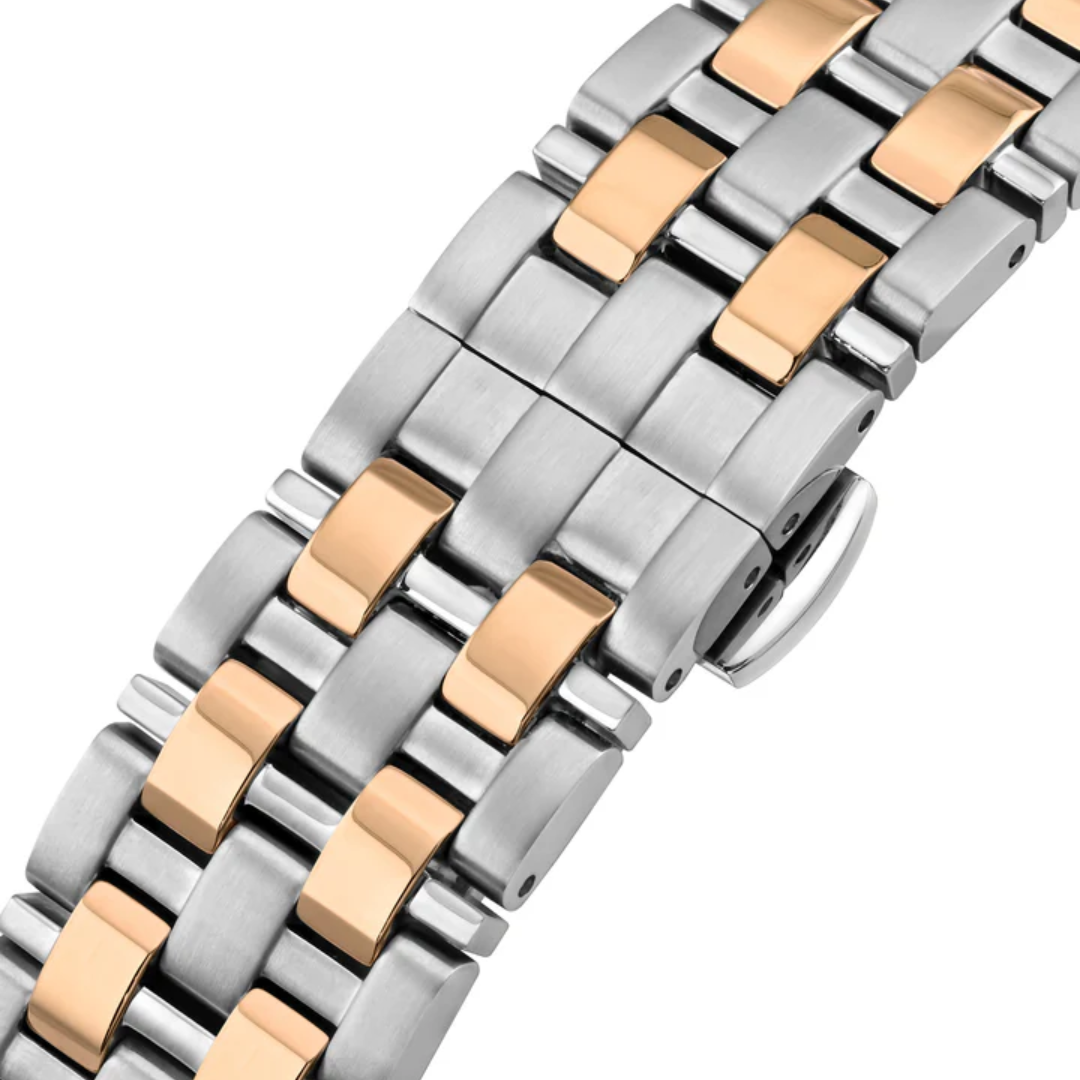Cyma Europa Collection 42mm Silver white sunray dial Dial Silver / Rose Gold Steel Bracelet