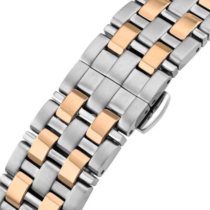 Cyma Europa Collection 42mm Silver white sunray dial Dial Silver / Rose Gold Steel Bracelet