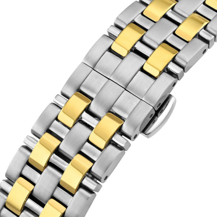 Cyma Europa Collection 42mm Dark blue sunray dial Dial Silver / Gold Steel Bracelet