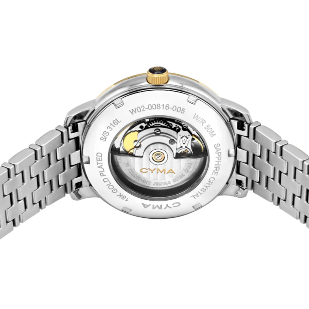 Cyma Europa Collection 42mm Dark green sunray dial Dial Silver / Gold Steel Bracelet