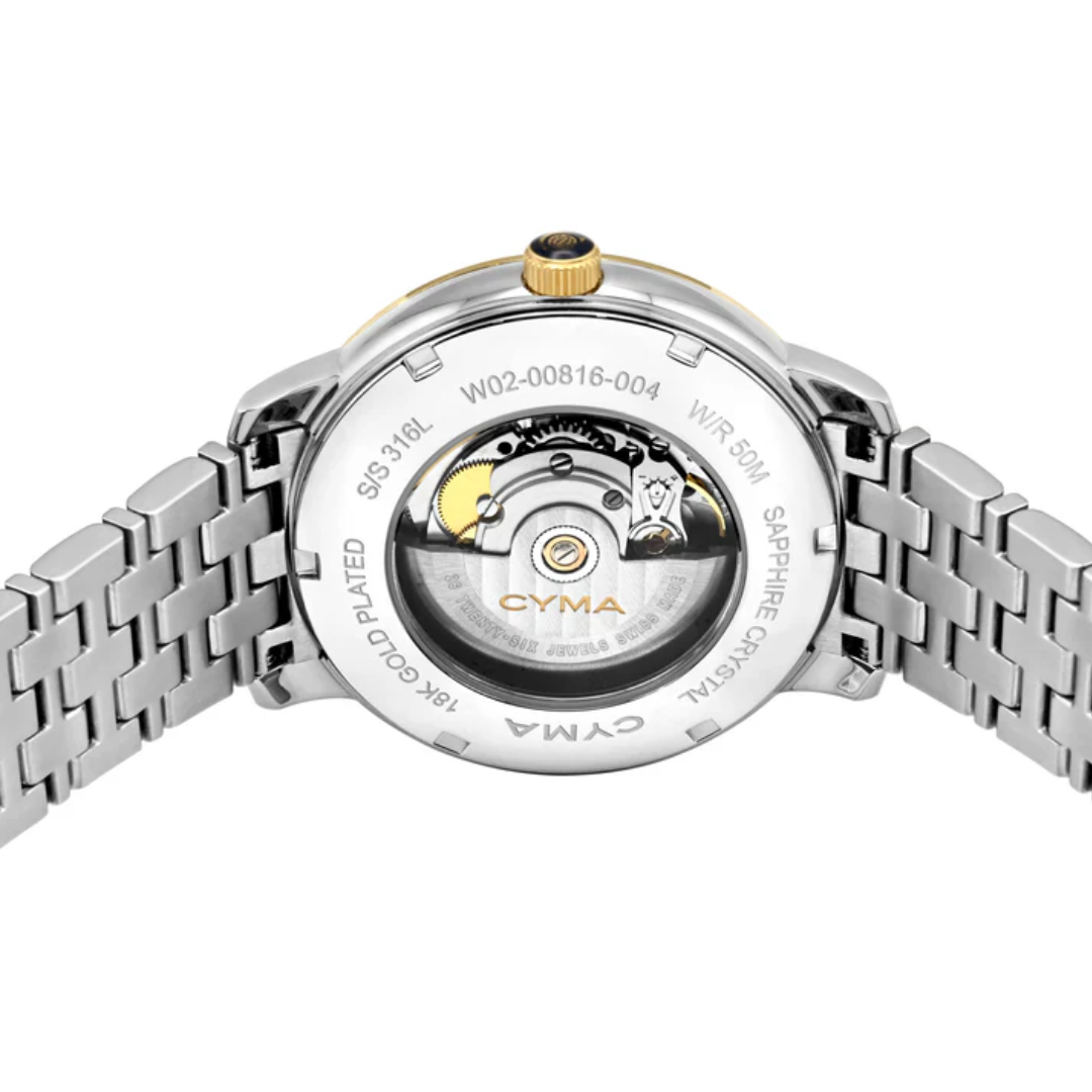 Cyma Europa Collection 42mm Dark blue sunray dial Dial Silver / Gold Steel Bracelet