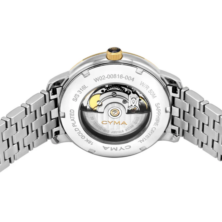 Cyma Europa Collection 42mm Dark blue sunray dial Dial Silver / Gold Steel Bracelet