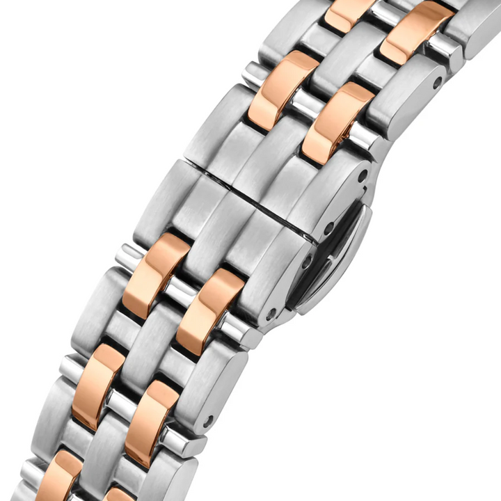 Cyma Europa Collection 30mm Silver white sunray dial Dial Silver / Rose Gold Steel Bracelet