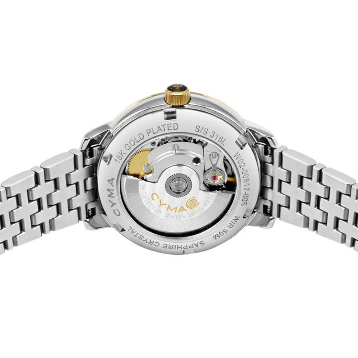 Cyma Europa Collection 30mm Dark red sunray dial Dial Silver / Gold Steel Bracelet