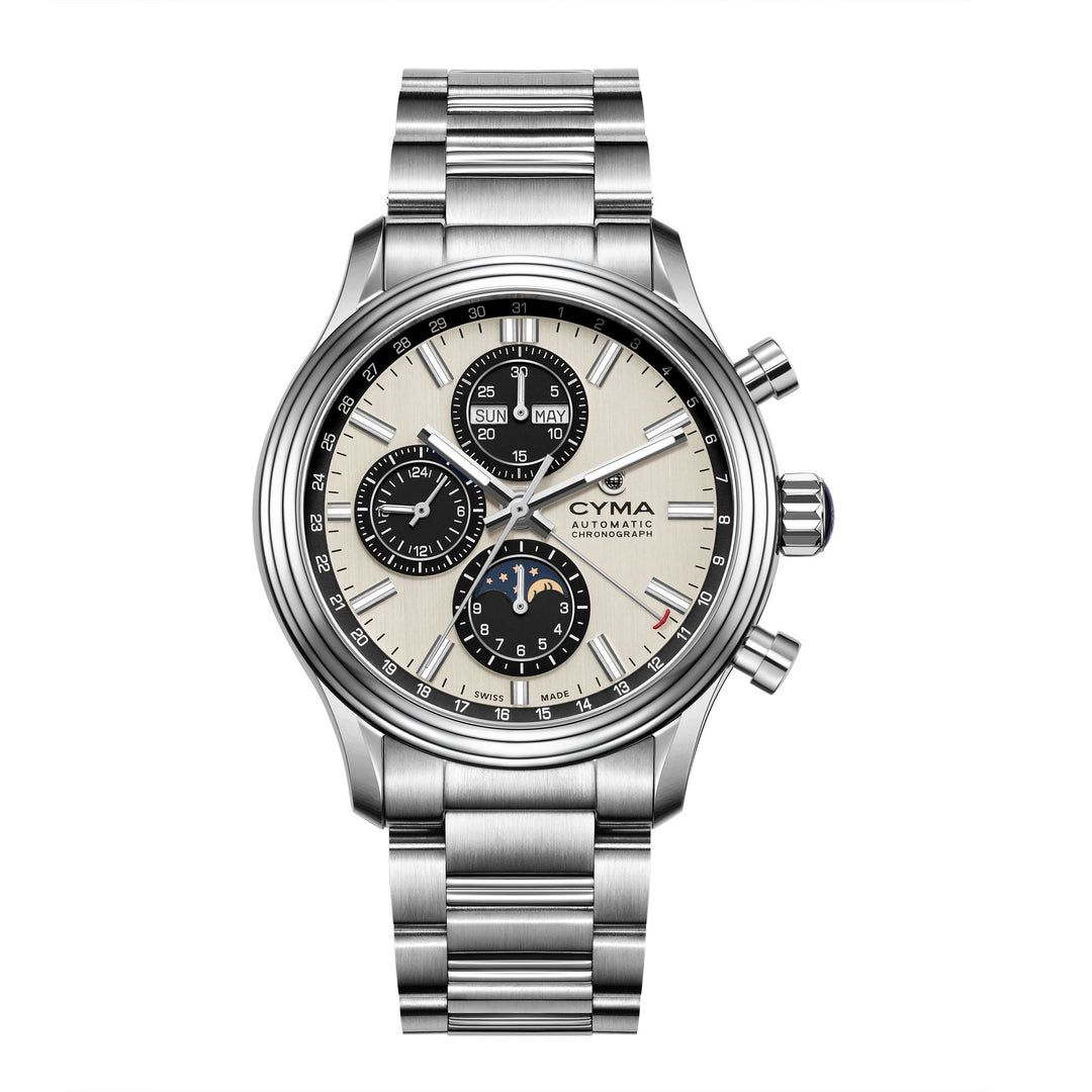 Cyma Grand Maestro The Chess Collection 43.5mm Light champagne gold dial with vertical brush finish Dial Silver Steel Bracelet