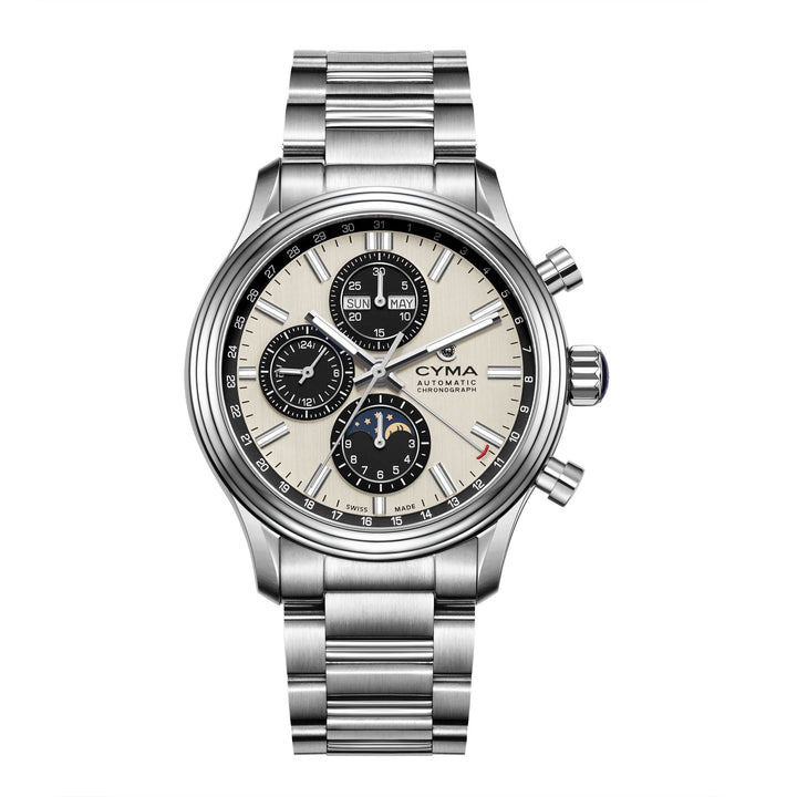 Cyma Grand Maestro The Chess Collection 43.5mm Light champagne gold dial with vertical brush finish Dial Silver Steel Bracelet