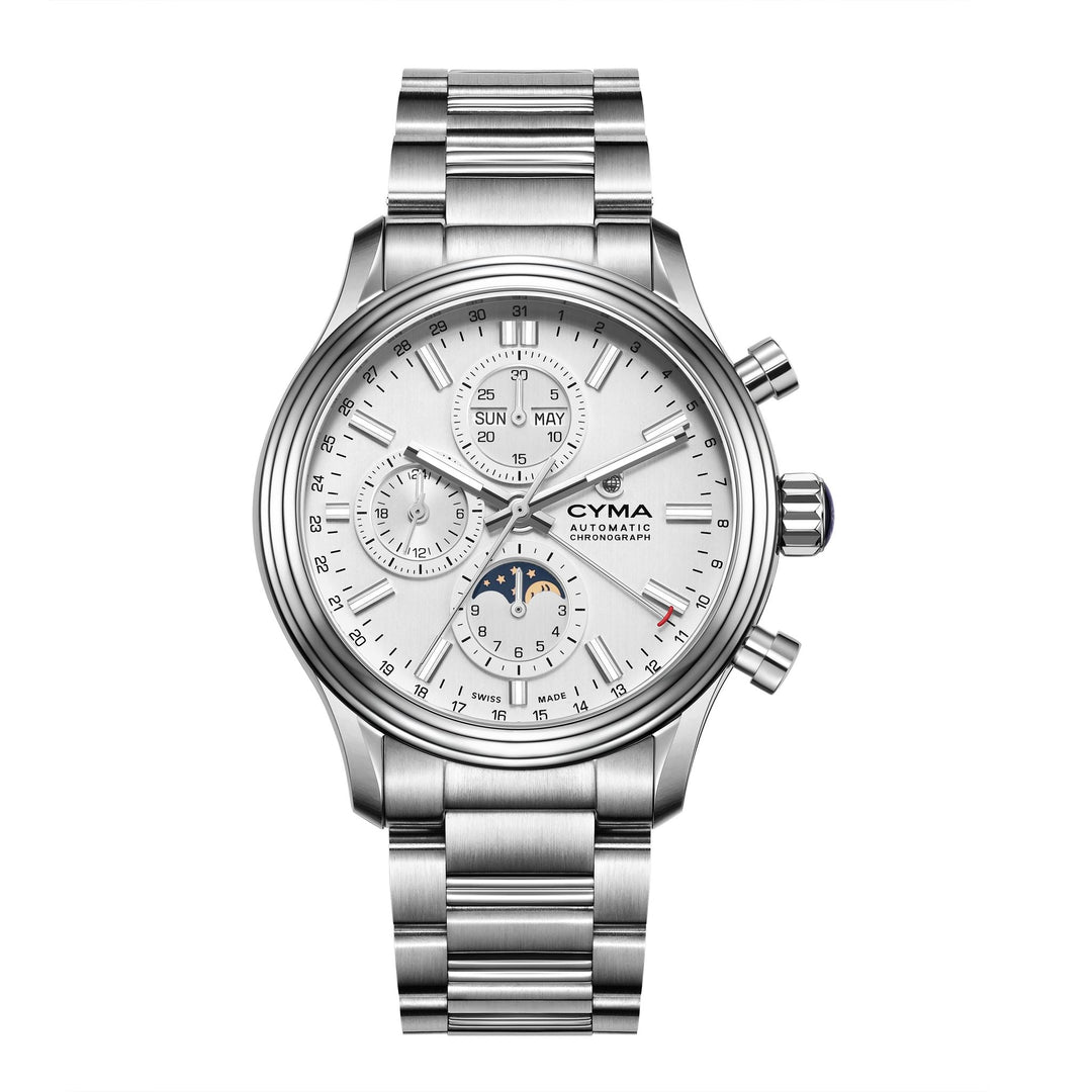 Cyma Grand Maestro The Chess Collection 43.5mm Silver white dial with vertical brush finish Dial Silver Steel Bracelet